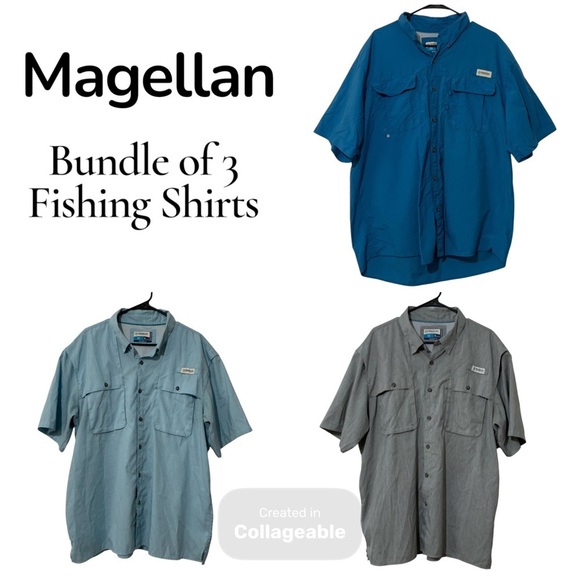 Bundle of 3 Magellan Men's Relaxed Fit Fish Gear Short Sleeve Shirt Sz XL - Picture 1 of 16